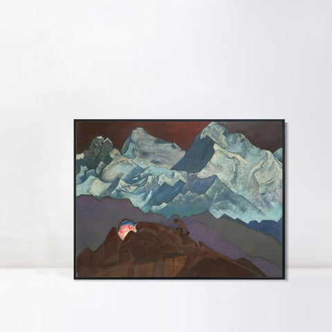 INVIN ART Framed Canvas Giclee Print Fire Blossom, 1924 by Nicholas Roerich Wall Art Living Room Home Office Decorations