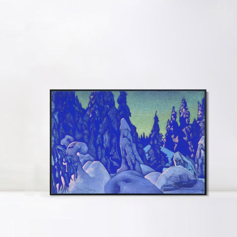 INVIN ART Framed Canvas Giclee Print Guardians of the Snow, 1922 by Nicholas Roerich Wall Art Living Room Home Office Decorations