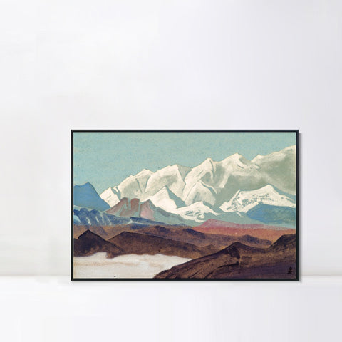 INVIN ART Framed Canvas Giclee Print Himalayas Chain of Kanchenjunga, 1936 by Nicholas Roerich Wall Art Living Room Home Office Decorations