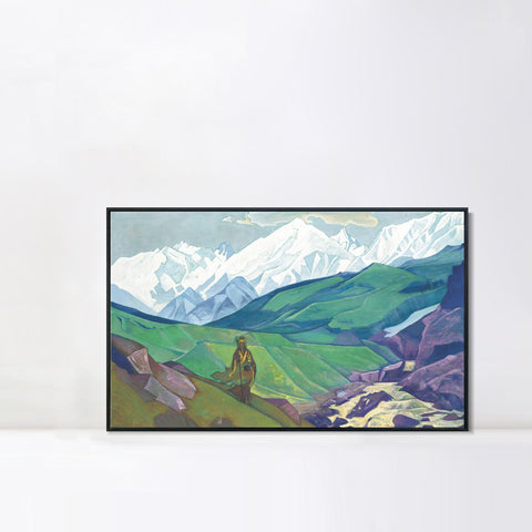 INVIN ART Framed Canvas Giclee Print Ienno Guio Dia Friend of Travelers, 1924 by Nicholas Roerich Wall Art Living Room Home Office Decorations