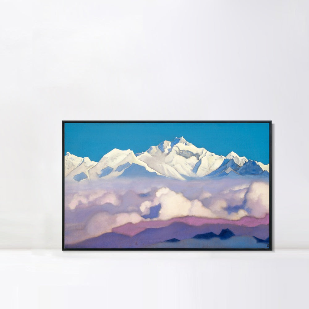 INVIN ART Framed Canvas Giclee Print kangchenjunga, 1936-1 by Nicholas Roerich Wall Art Living Room Home Office Decorations(Wood Color Slim Frame,20"x28")