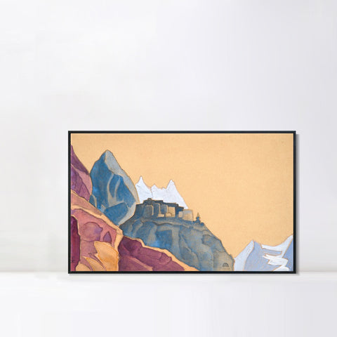 INVIN ART Framed Canvas Giclee Print kardang-1933 by Nicholas Roerich Wall Art Living Room Home Office Decorations