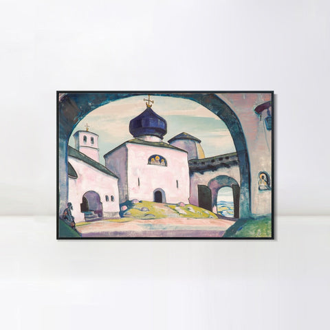 INVIN ART Framed Canvas Giclee Print Old Pskov, 1922 by Nicholas Roerich Wall Art Living Room Home Office Decorations