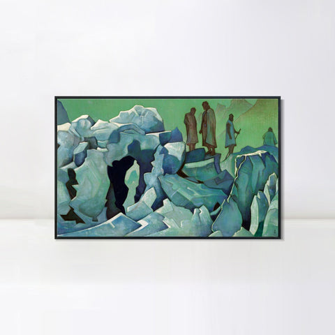 INVIN ART Framed Canvas Giclee Print Patrol of Himalayas, 1925 by Nicholas Roerich Wall Art Living Room Home Office Decorations