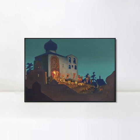 INVIN ART Framed Canvas Giclee Print Russian Easter, 1924 by Nicholas Roerich Wall Art Living Room Home Office Decorations