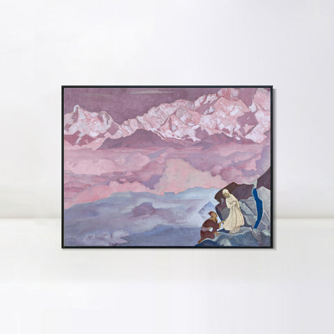 INVIN ART Framed Canvas Giclee Print She Who Leads, 1943 by Nicholas Roerich Wall Art Living Room Home Office Decorations