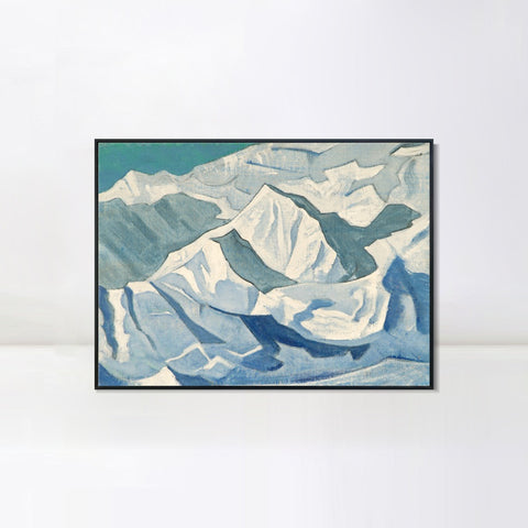 INVIN ART Framed Canvas Giclee Print Snowy Lift, 1924 by Nicholas Roerich Wall Art Living Room Home Office Decorations