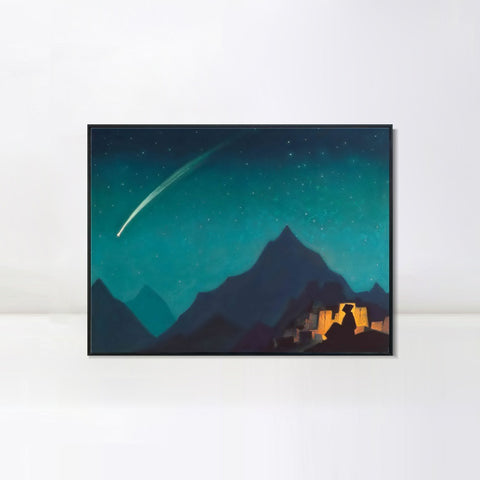 INVIN ART Framed Canvas Giclee Print Star of the Hero, 1936(1) by Nicholas Roerich Wall Art Living Room Home Office Decorations
