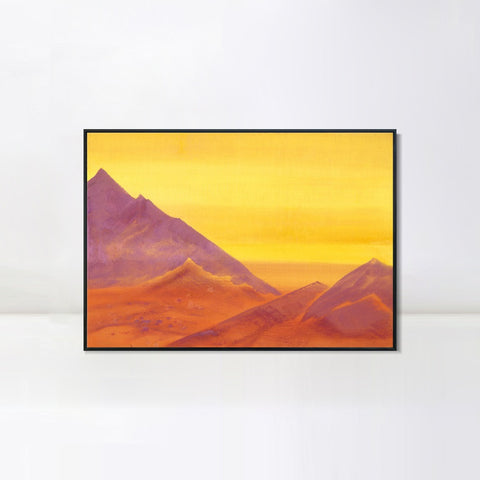 INVIN ART Framed Canvas Giclee Print sunrise-unfinished-1930 by Nicholas Roerich Wall Art Living Room Home Office Decorations