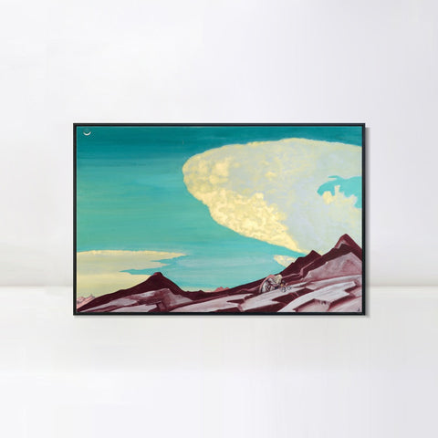 INVIN ART Framed Canvas Giclee Print Tablets of Law, 1931 by Nicholas Roerich Wall Art Living Room Home Office Decorations