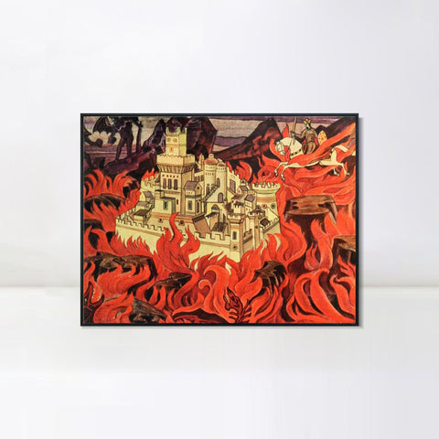 INVIN ART Framed Canvas Giclee Print The Enchanted City, 1920 by Nicholas Roerich Wall Art Living Room Home Office Decorations