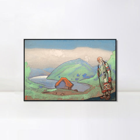 INVIN ART Framed Canvas Giclee Print the Oldest the Wisest, 1944 by Nicholas Roerich Wall Art Living Room Home Office Decorations