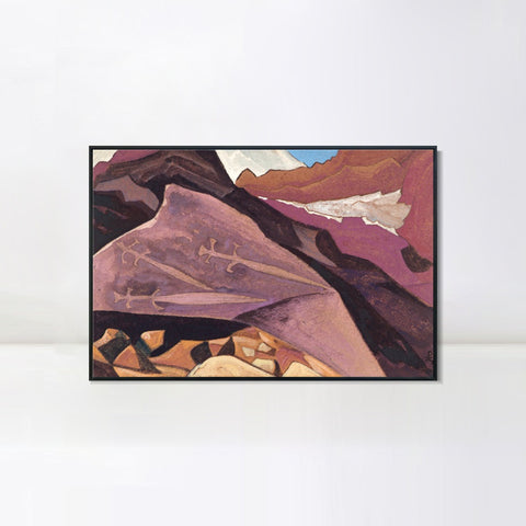 INVIN ART Framed Canvas Giclee Print three Swords Paintings on the Stone, 1932 by Nicholas Roerich Wall Art Living Room Home Office Decorations