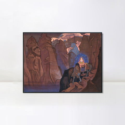 INVIN ART Framed Canvas Giclee Print World Treasure Cintamani, 1924 by Nicholas Roerich Wall Art Living Room Home Office Decorations