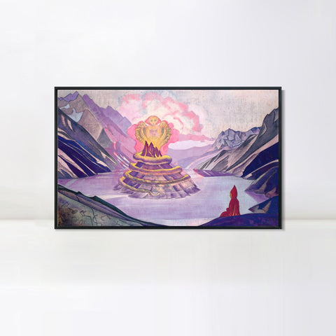 INVIN ART Framed Canvas Giclee Print Nagarjuna Conqueror of the Serpent, 1925 by Nicholas Roerich Wall Art Living Room Home Office Decorations