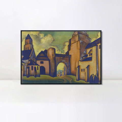 INVIN ART Framed Canvas Giclee Print Secrets of the Walls, 1920, Made of mixed media by Nicholas Roerich Wall Art Living Room Home Office Decorations