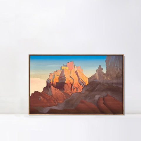 INVIN ART Framed Canvas Giclee Print Basgo-1932 by Nicholas Roerich Wall Art Living Room Home Office Decorations