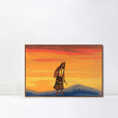 INVIN ART Framed Canvas Giclee Print Captive with Rose 1943 by Nicholas Roerich Wall Art Living Room Home Office Decorations