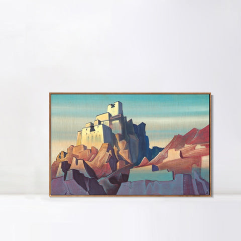 INVIN ART Framed Canvas Giclee Print Castle of Ladakh 1933 by Nicholas Roerich Wall Art Living Room Home Office Decorations