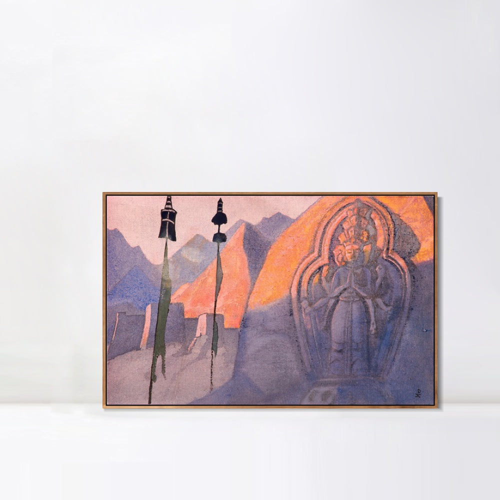 INVIN ART Framed Canvas Giclee Print Chenrezig 1932 by Nicholas Roerich Wall Art Living Room Home Office Decorations