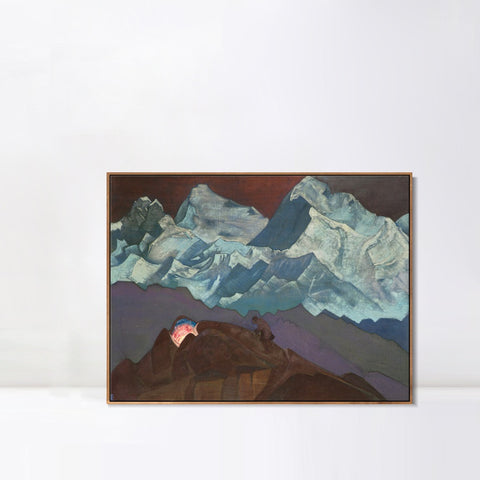 INVIN ART Framed Canvas Giclee Print Fire Blossom, 1924 by Nicholas Roerich Wall Art Living Room Home Office Decorations
