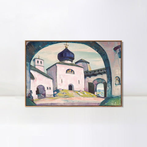 INVIN ART Framed Canvas Giclee Print Old Pskov, 1922 by Nicholas Roerich Wall Art Living Room Home Office Decorations