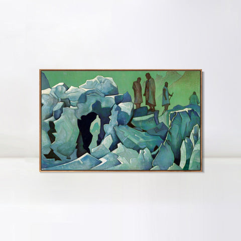 INVIN ART Framed Canvas Giclee Print Patrol of Himalayas, 1925 by Nicholas Roerich Wall Art Living Room Home Office Decorations