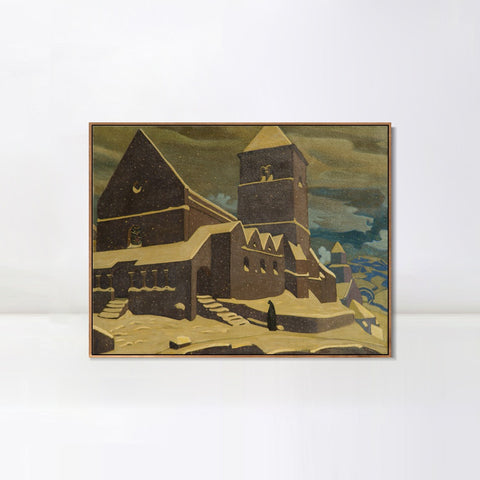 INVIN ART Framed Canvas Giclee Print Repentance, 1917 by Nicholas Roerich Wall Art Living Room Home Office Decorations