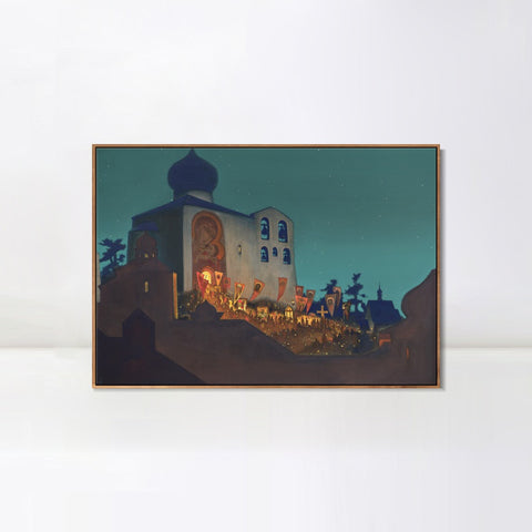 INVIN ART Framed Canvas Giclee Print Russian Easter, 1924 by Nicholas Roerich Wall Art Living Room Home Office Decorations