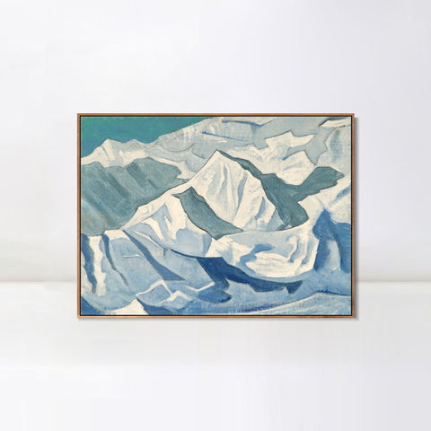 INVIN ART Framed Canvas Giclee Print Snowy Lift, 1924 by Nicholas Roerich Wall Art Living Room Home Office Decorations