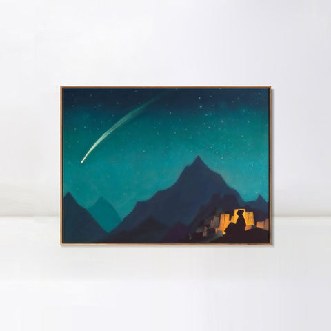 INVIN ART Framed Canvas Giclee Print Star of the Hero, 1936(1) by Nicholas Roerich Wall Art Living Room Home Office Decorations