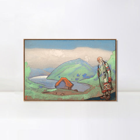 INVIN ART Framed Canvas Giclee Print the Oldest the Wisest, 1944 by Nicholas Roerich Wall Art Living Room Home Office Decorations