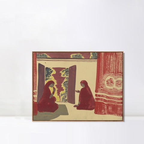 INVIN ART Framed Canvas Giclee Print A Persian Theatre (Sketch) by Nicholas Roerich Wall Art Living Room Home Office Decorations
