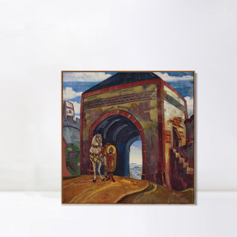 INVIN ART Framed Canvas Giclee Print St. Mercurius of Smolensk, Made of oil on canvas by Nicholas Roerich Wall Art Living Room Home Office Decorations