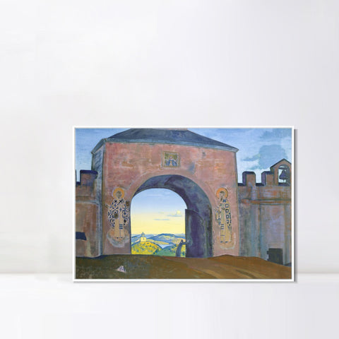 INVIN ART Framed Canvas Giclee Print We are Opening the Gates-1922 by Nicholas Roerich Wall Art Living Room Home Office Decorations