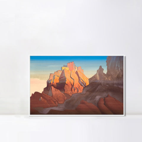 INVIN ART Framed Canvas Giclee Print Basgo-1932 by Nicholas Roerich Wall Art Living Room Home Office Decorations