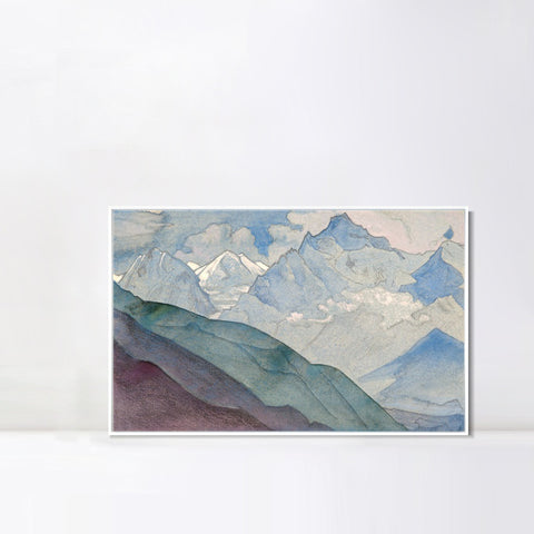 INVIN ART Framed Canvas Giclee Print Bell Mountain-1932 by Nicholas Roerich Wall Art Living Room Home Office Decorations