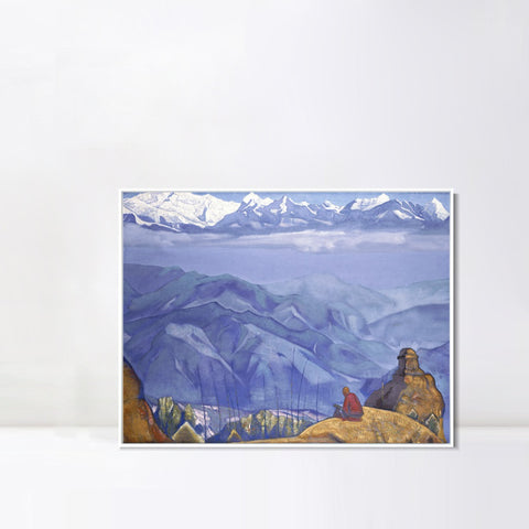 INVIN ART Framed Canvas Giclee Print Book of Wisdom-1924 by Nicholas Roerich Wall Art Living Room Home Office Decorations