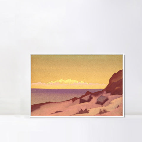 INVIN ART Framed Canvas Giclee Print Border of Tibet Tsaidam-1936 by Nicholas Roerich Wall Art Living Room Home Office Decorations