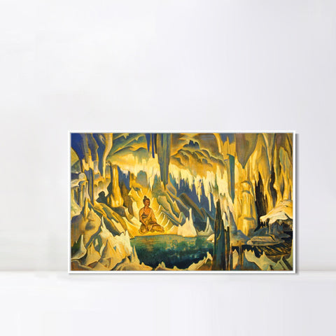 INVIN ART Framed Canvas Giclee Print Buddha the Winner-1925 by Nicholas Roerich Wall Art Living Room Home Office Decorations
