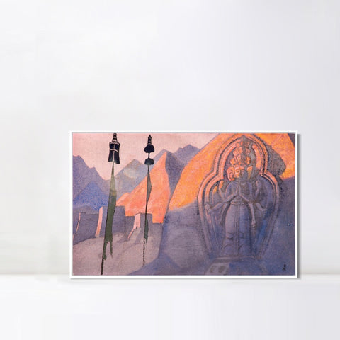 INVIN ART Framed Canvas Giclee Print Chenrezig 1932 by Nicholas Roerich Wall Art Living Room Home Office Decorations