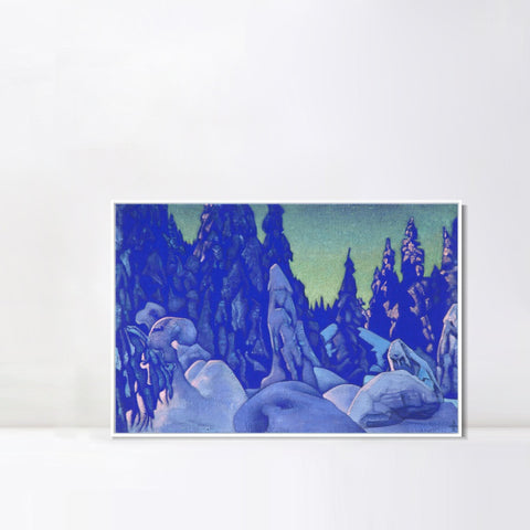 INVIN ART Framed Canvas Giclee Print Guardians of the Snow, 1922 by Nicholas Roerich Wall Art Living Room Home Office Decorations