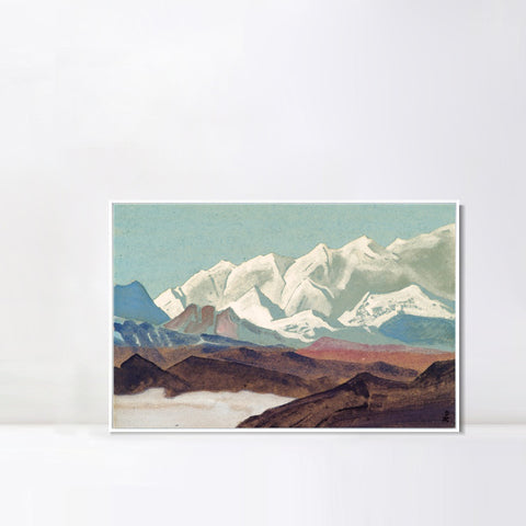 INVIN ART Framed Canvas Giclee Print Himalayas Chain of Kanchenjunga, 1936 by Nicholas Roerich Wall Art Living Room Home Office Decorations