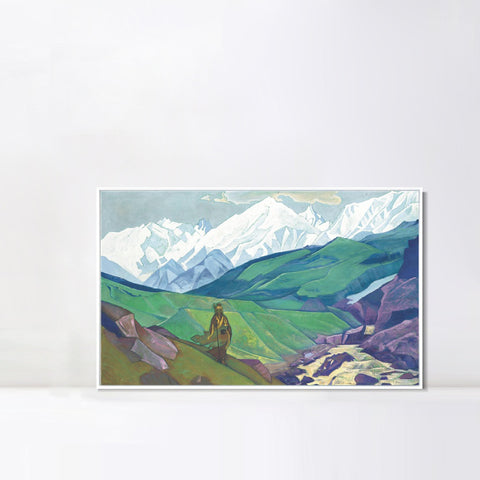 INVIN ART Framed Canvas Giclee Print Ienno Guio Dia Friend of Travelers, 1924 by Nicholas Roerich Wall Art Living Room Home Office Decorations