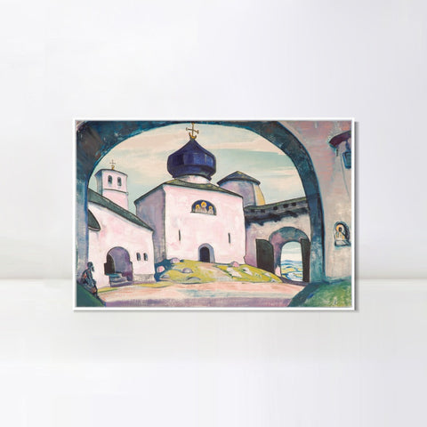 INVIN ART Framed Canvas Giclee Print Old Pskov, 1922 by Nicholas Roerich Wall Art Living Room Home Office Decorations