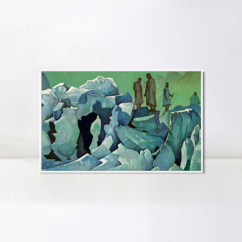 INVIN ART Framed Canvas Giclee Print Patrol of Himalayas, 1925 by Nicholas Roerich Wall Art Living Room Home Office Decorations