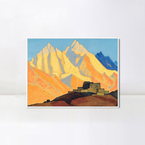 INVIN ART Framed Canvas Giclee Print Sared Himalayas, 1933-1 by Nicholas Roerich Wall Art Living Room Home Office Decorations