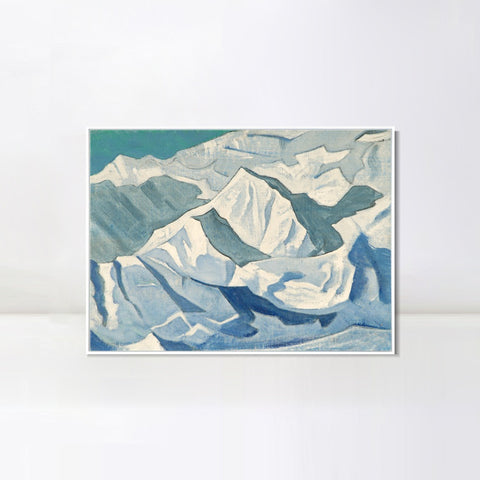 INVIN ART Framed Canvas Giclee Print Snowy Lift, 1924 by Nicholas Roerich Wall Art Living Room Home Office Decorations
