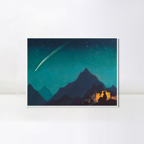 INVIN ART Framed Canvas Giclee Print Star of the Hero, 1936(1) by Nicholas Roerich Wall Art Living Room Home Office Decorations