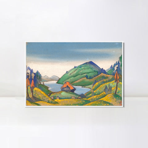 INVIN ART Framed Canvas Giclee Print Study of Scene Decoration for the Rite of Spring, 1944 by Nicholas Roerich Wall Art Living Room Home Office Decorations